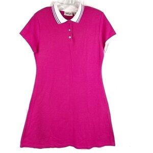 New-worthington Vintage HotPink ShortSleeves VarsityStripes Collar T-Shirt Dress